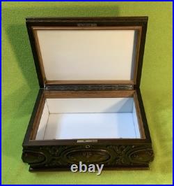 Antique 1930's Mahogany Carved Cigar Box/Humidor E. Kopriwa Co. Chicago, IL