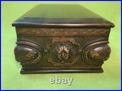 Antique 1930's Mahogany Carved Cigar Box/Humidor E. Kopriwa Co. Chicago, IL