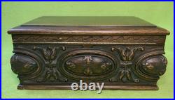 Antique 1930's Mahogany Carved Cigar Box/Humidor E. Kopriwa Co. Chicago, IL