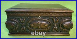 Antique 1930's Mahogany Carved Cigar Box/Humidor E. Kopriwa Co. Chicago, IL