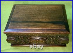 Antique 1930's Mahogany Carved Cigar Box/Humidor E. Kopriwa Co. Chicago, IL
