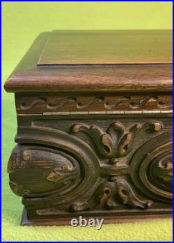 Antique 1930's Mahogany Carved Cigar Box/Humidor E. Kopriwa Co. Chicago, IL