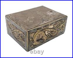 Antique 19th Century French Silver Over Copper Cigar Box Humidor La Rasade