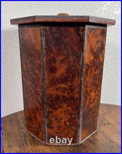 Antique Amboyna Burl Wood Hexagonal Cigar Tobacco Box Humidor 19th C. English