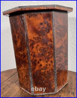Antique Amboyna Burl Wood Hexagonal Cigar Tobacco Box Humidor 19th C. English