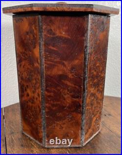 Antique Amboyna Burl Wood Hexagonal Cigar Tobacco Box Humidor 19th C. English