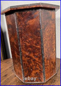 Antique Amboyna Burl Wood Hexagonal Cigar Tobacco Box Humidor 19th C. English