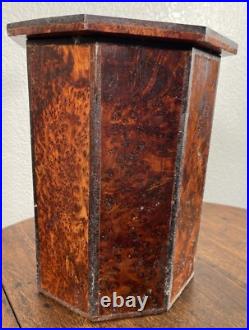 Antique Amboyna Burl Wood Hexagonal Cigar Tobacco Box Humidor 19th C. English