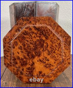 Antique Amboyna Burl Wood Hexagonal Cigar Tobacco Box Humidor 19th C. English