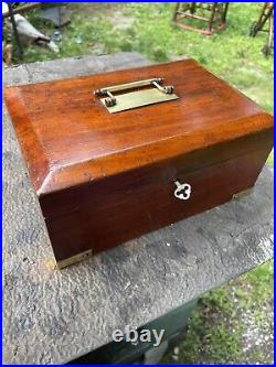 Antique American C. N. Swift NY 1882 Victorian Mahogany Cigar Humidor with Brass
