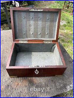 Antique American C. N. Swift NY 1882 Victorian Mahogany Cigar Humidor with Brass