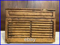 Antique Art Deco Heavy Wood tobacco Cigar Humidor Box