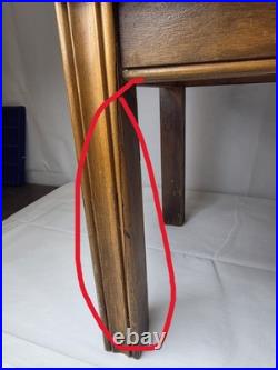 Antique Art Deco Wood Pipe Cigar Smoke Box Humidor Copper Line Cabinet End Table