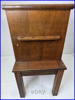 Antique Art Deco Wood Pipe Cigar Smoke Box Humidor Copper Line Cabinet End Table