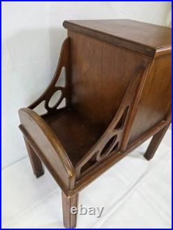 Antique Art Deco Wood Pipe Cigar Smoke Box Humidor Copper Line Cabinet End Table