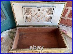 Antique Art Nouveau Sgd Brass Bird Medieval Repousse Tobacco Cigar Humidor Box