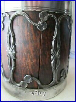 Antique Art Nouveau Wood Tobacco Humidor Cigar Box Jar St Louis Silverplate 1905