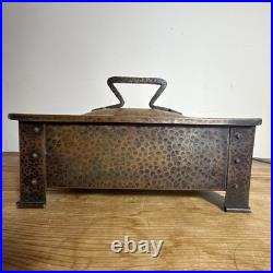 Antique Arts & Crafts Benedict Studio 207 Hammered Copper Cigar Humidor Box