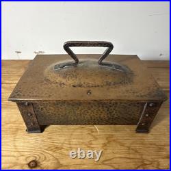 Antique Arts & Crafts Benedict Studio 207 Hammered Copper Cigar Humidor Box