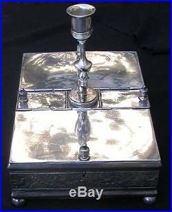 Antique B Meriden Silverplate 2X Figural Putti Humidor Cigar Box Candle Lighter