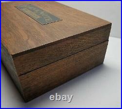 Antique Bank Note 5¢ Cigars Wooden Humidor Box Tin Lined Hinged Lid Nickel Cent