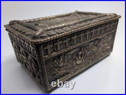 Antique Bartolozzi Lisboa Brass Cigar Humidor Box Portuguese Age of Discovery