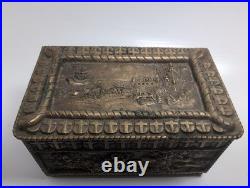 Antique Bartolozzi Lisboa Brass Cigar Humidor Box Portuguese Age of Discovery
