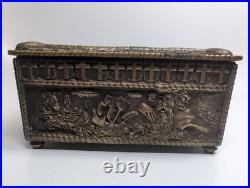 Antique Bartolozzi Lisboa Brass Cigar Humidor Box Portuguese Age of Discovery