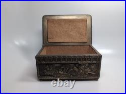 Antique Bartolozzi Lisboa Brass Cigar Humidor Box Portuguese Age of Discovery