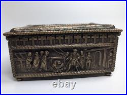 Antique Bartolozzi Lisboa Brass Cigar Humidor Box Portuguese Age of Discovery