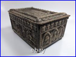 Antique Bartolozzi Lisboa Brass Cigar Humidor Box Portuguese Age of Discovery