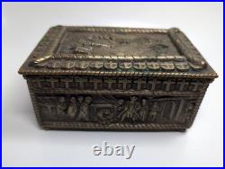 Antique Bartolozzi Lisboa Brass Cigar Humidor Box Portuguese Age of Discovery