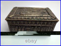 Antique Bartolozzi Lisboa Brass Cigar Humidor Box Portuguese Age of Discovery