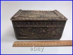 Antique Bartolozzi Lisboa Brass Cigar Humidor Box Portuguese Age of Discovery