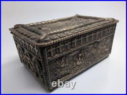 Antique Bartolozzi Lisboa Brass Cigar Humidor Box Portuguese Age of Discovery