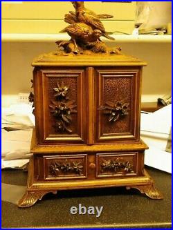 Antique Black Forest Carved cigar humidor Box With Birds