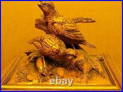 Antique Black Forest Carved cigar humidor Box With Birds