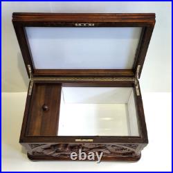 Antique Black Forest Cigar Humidor Tobacco Box Or Jewelry Casket Carved Walnut