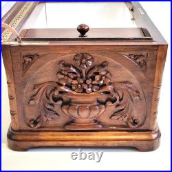 Antique Black Forest Cigar Humidor Tobacco Box Or Jewelry Casket Carved Walnut