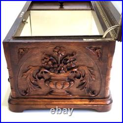 Antique Black Forest Cigar Humidor Tobacco Box Or Jewelry Casket Carved Walnut