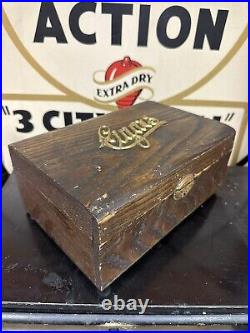 Antique Brass Letter Cigar Box Humidor country store farmhouse tobacco advertise
