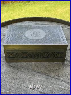 Antique Brass Middle Eastern Engraved Humidor Cigar Box (Circa 1886) Antique Brass Middle Eastern Engraved Humidor Cigar Box (Circa 1886)