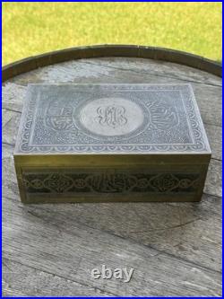Antique Brass Middle Eastern Engraved Humidor Cigar Box (Circa 1886) Antique Brass Middle Eastern Engraved Humidor Cigar Box (Circa 1886)