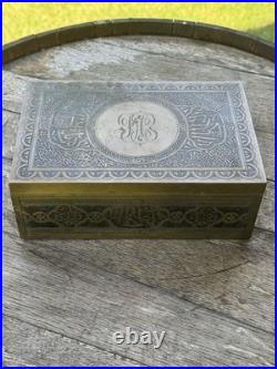 Antique Brass Middle Eastern Engraved Humidor Cigar Box (Circa 1886) Antique Brass Middle Eastern Engraved Humidor Cigar Box (Circa 1886)