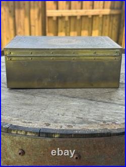 Antique Brass Middle Eastern Engraved Humidor Cigar Box (Circa 1886) Antique Brass Middle Eastern Engraved Humidor Cigar Box (Circa 1886)