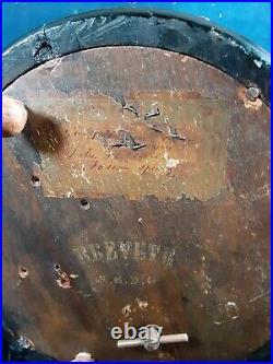 Antique Brevete Cigar Humidor Music Box with Original Label Spins to Open