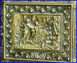 Antique Bronze/Brass Cedar Lined Humidor Cigar Box Cast Relief Greek Revival