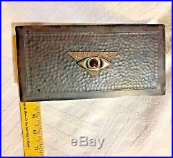 Antique Bronze Copper Cigar Box Humidor Hammered Carnelian Eye Stamped Wmfg 48