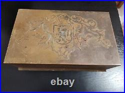 Antique Bronze Humidor Box Coat of Arms, Silvercrest JBDS