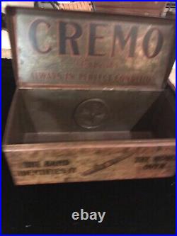 Antique CREMO CIGAR Advertising Box Humidor Store COUNTERTOP Display Tin